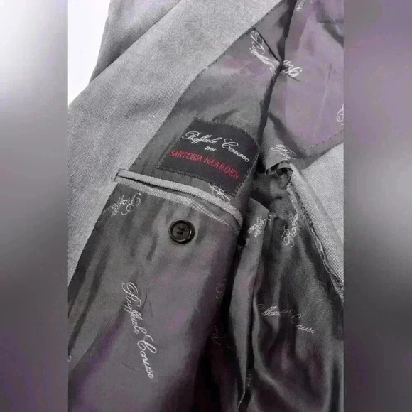 RAFFAELE CARUSO Grey Herringbone Fine 100% Wool Soft Blazer Jacket 56E 46R Italy - Picture 9 of 10